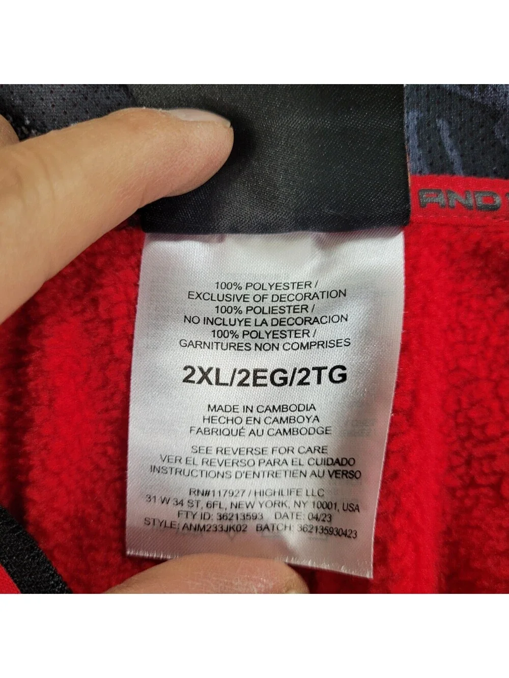 And1 San Francisco 49ers Jacket Red Zippered Fleece Lined Hooded Size Large - Picture 4 of 9